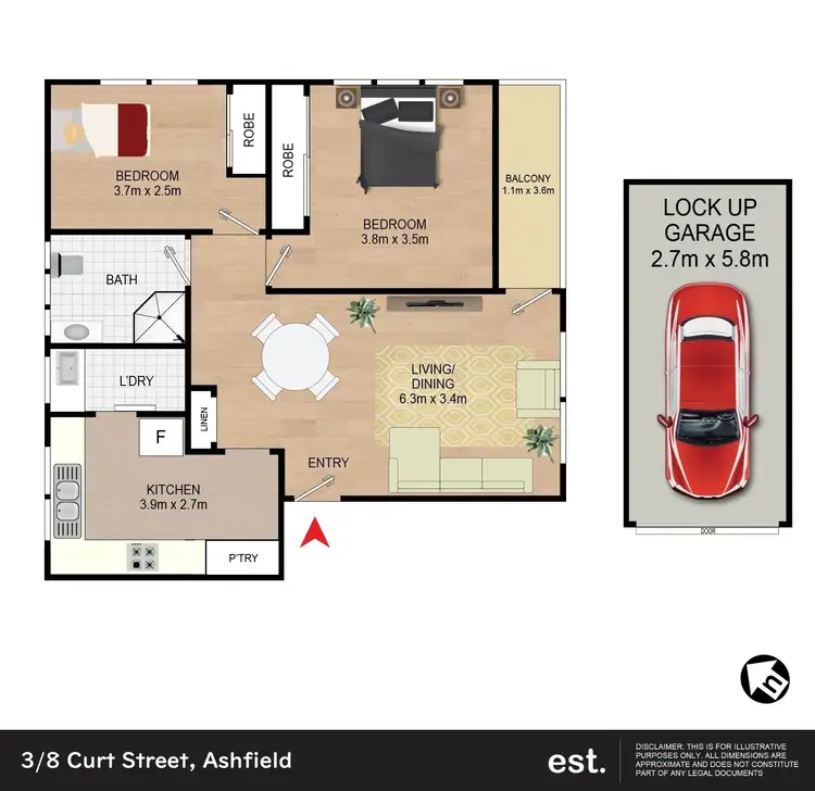 Floorplan of Homely unit listing, 3/8 Curt Street, Ashfield NSW 2131