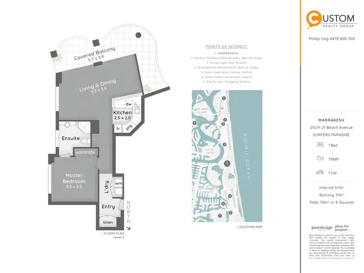 Floorplan of Homely unit listing, 215/9-21 BEACH PARADE, Surfers Paradise QLD 4217
