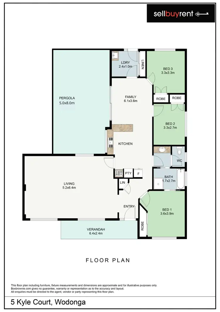 Floorplan of Homely house listing, 5 KYLE COURT, Wodonga VIC 3690