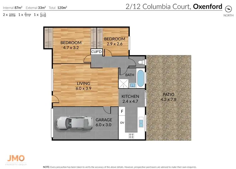 Floorplan of Homely semi-detached listing, 2/12 Columbia Court, Oxenford QLD 4210