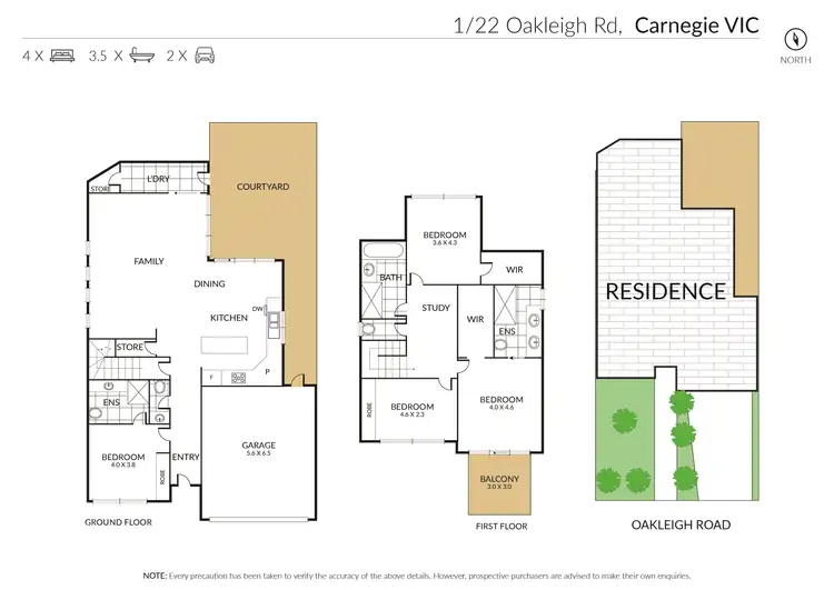 Floorplan of Homely townhouse listing, 1/22 Oakleigh Road, Carnegie VIC 3163