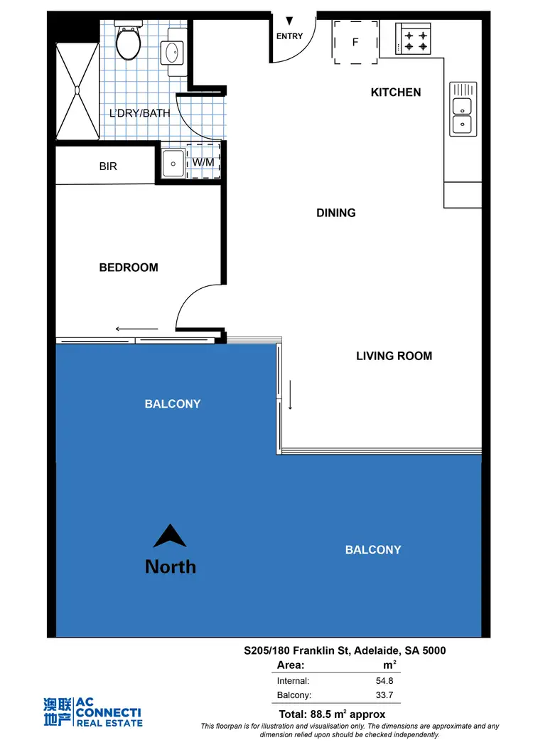 Floorplan of Homely apartment listing, S205/180 Franklin St, Adelaide SA 5000