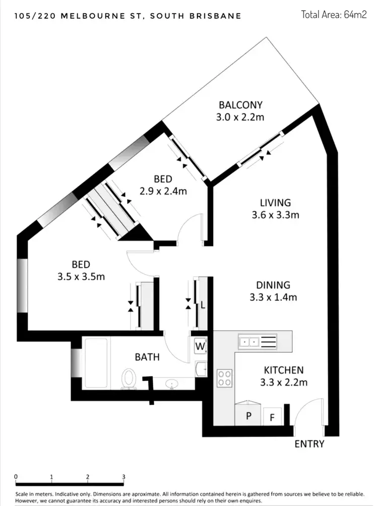 Floorplan of Homely apartment listing, 105/5 Edmondstone Street, South Brisbane QLD 4101