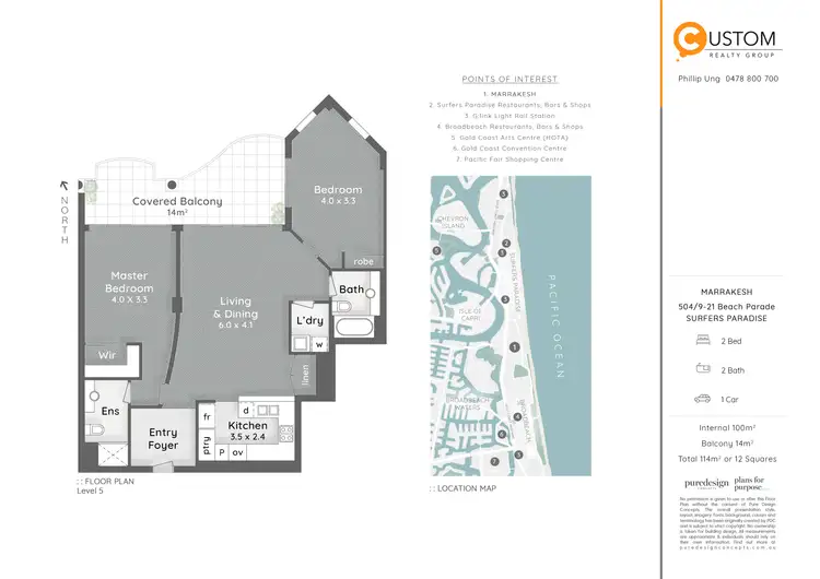 Floorplan of Homely unit listing, 504/9-21 Beach Parade, Surfers Paradise QLD 4217