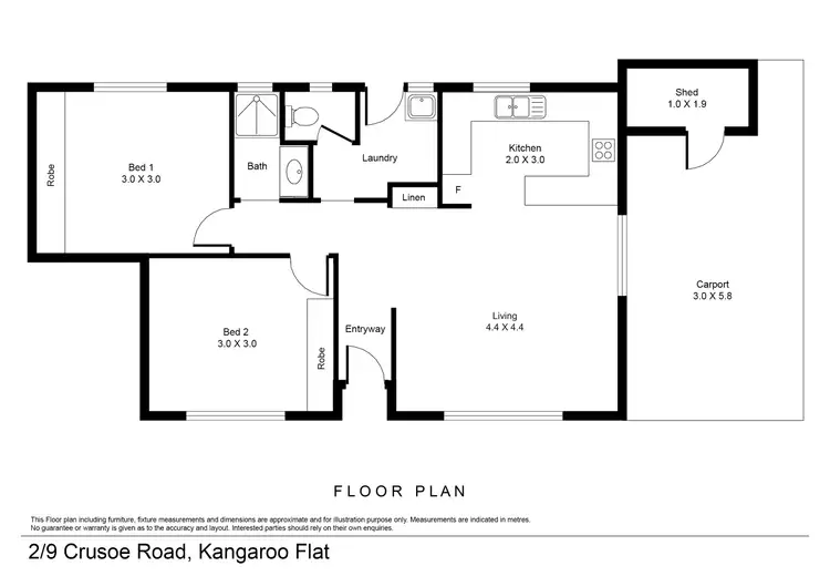 Floorplan of Homely unit listing, 2/9 Crusoe Road, Kangaroo Flat VIC 3555