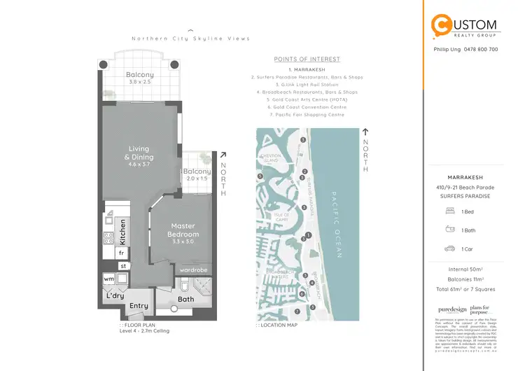 Floorplan of Homely unit listing, 410/9-21 BEACH PARADE, Surfers Paradise QLD 4217