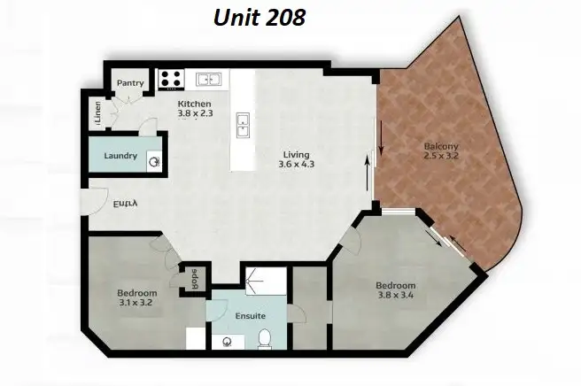 Floorplan of Homely apartment listing, 208/182 Marine Parade, Labrador QLD 4215
