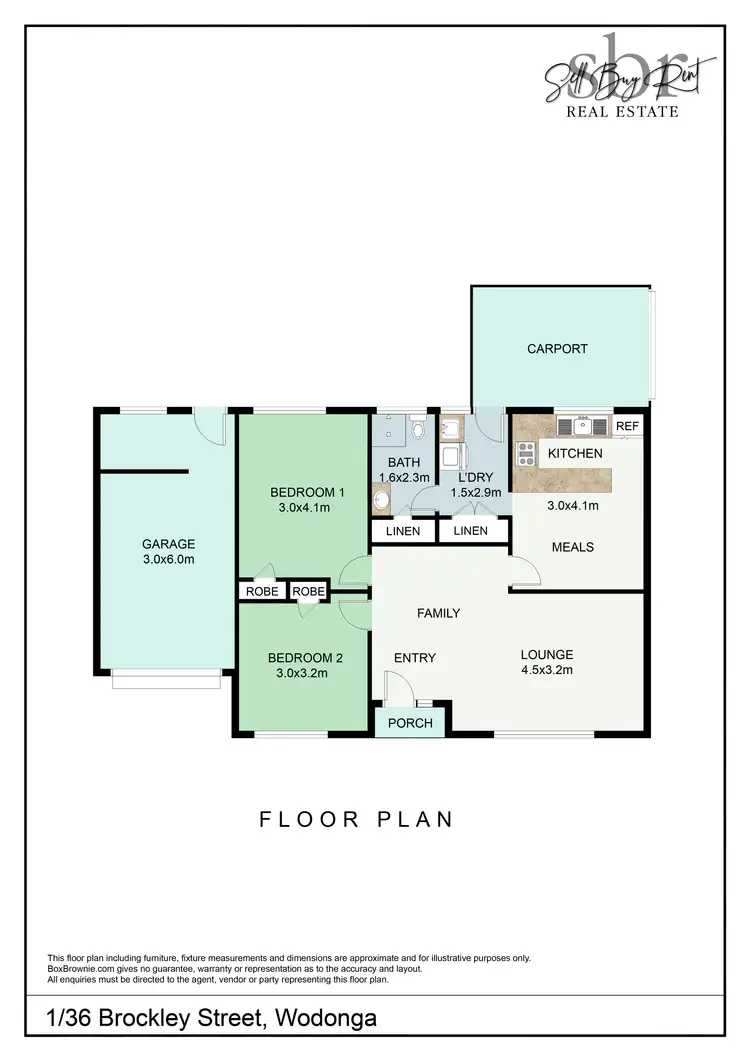 Floorplan of Homely unit listing, 1/36 BROCKLEY STREET, Wodonga VIC 3690