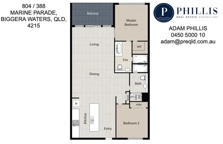 Floorplan of Homely unit listing, 804/388 marine parade, Labrador QLD 4215