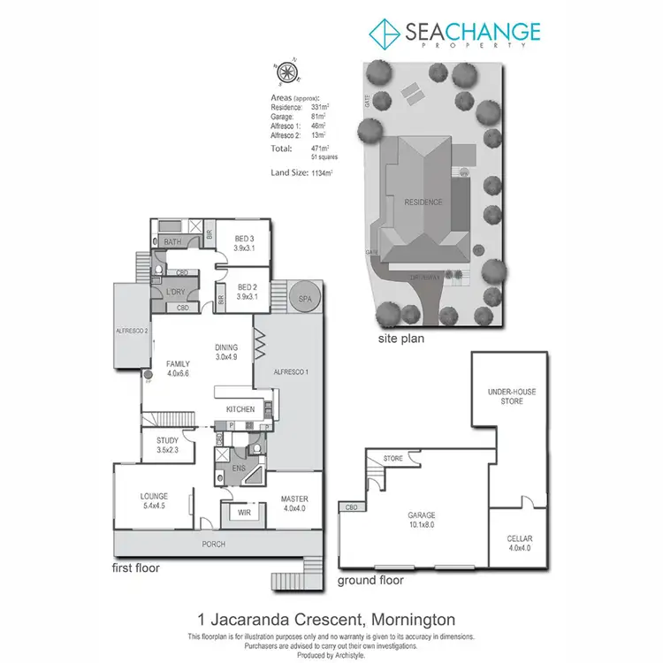 Floorplan of Homely house listing, 1 Jacaranda Crescent, Mornington VIC 3931