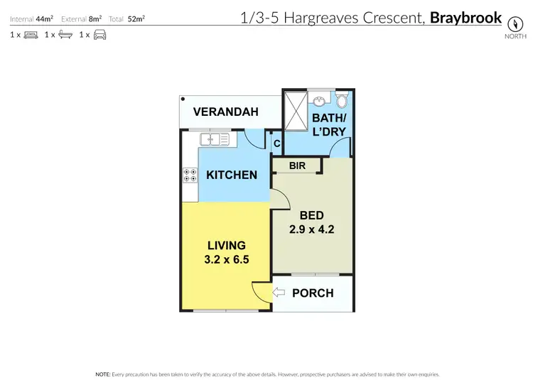 Floorplan of Homely unit listing, 1/3-5 Hargreaves Crescent, Braybrook VIC 3019