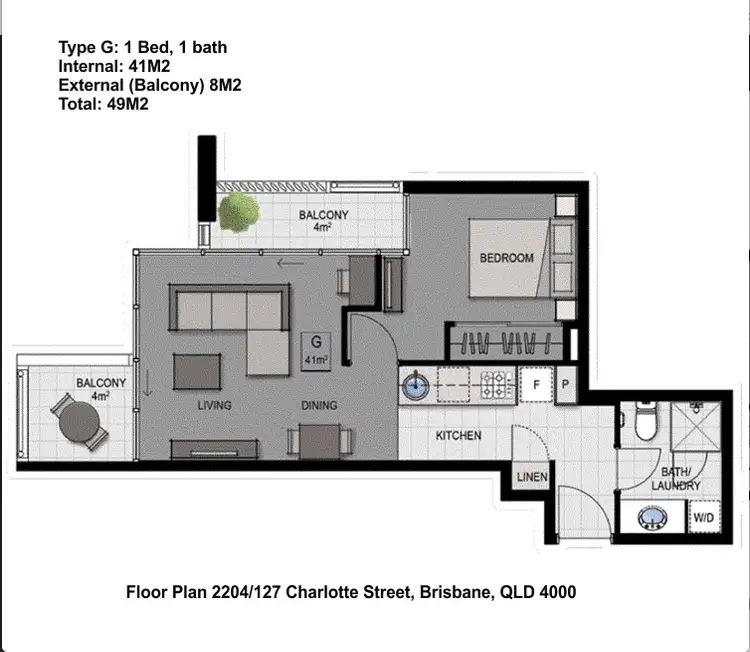 Floorplan of Homely apartment listing, 2204/127 Charlotte Street, Brisbane City QLD 4000