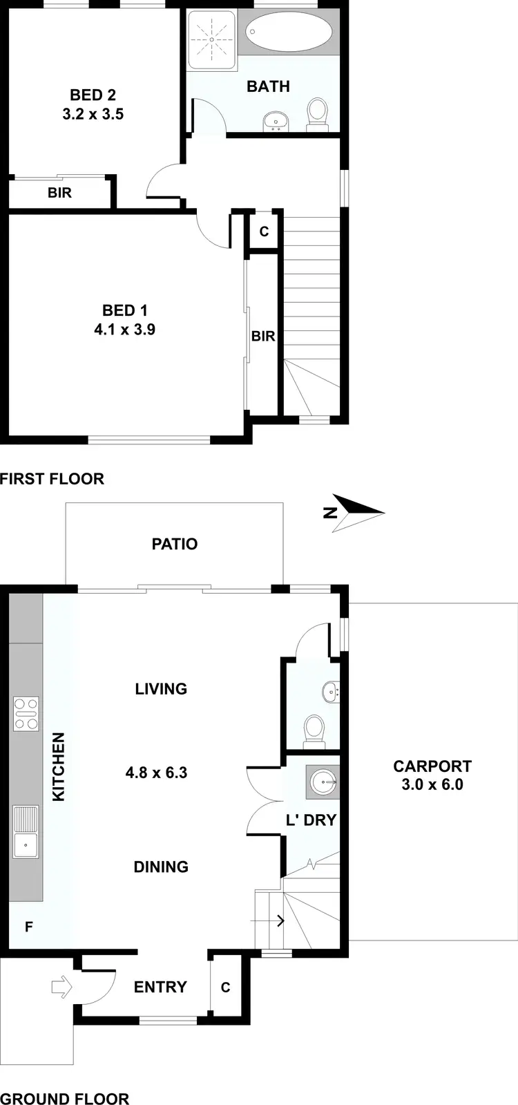 Floorplan of Homely townhouse listing, 2/40 Carlton Street, Braybrook VIC 3019