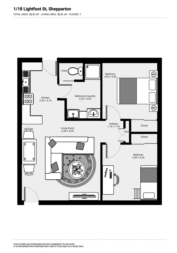 Floorplan of Homely unit listing, 1/18 Lightfoot Street, Shepparton VIC 3630