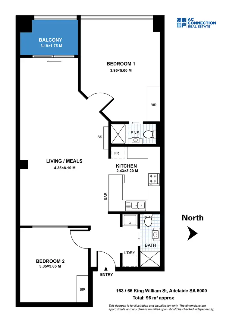 Floorplan of Homely apartment listing, 163/65 King William Street, Adelaide SA 5000