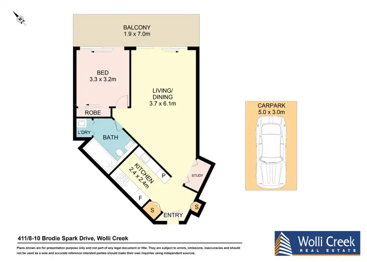 Floorplan of Homely apartment listing, 411/8-10 Brodie Spark Drive, Wolli Creek NSW 2205