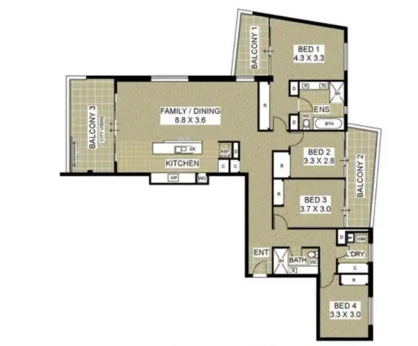 Floorplan of Homely apartment listing, 705/2 Oldfield Street, Burswood WA 6100