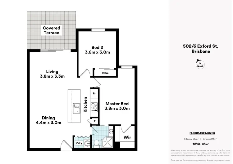 Floorplan of Homely apartment listing, 502/6 Exford Street, Brisbane City QLD 4000