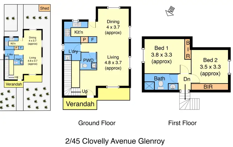 Floorplan of Homely townhouse listing, 2/45 Clovelly Avenue, Glenroy VIC 3046