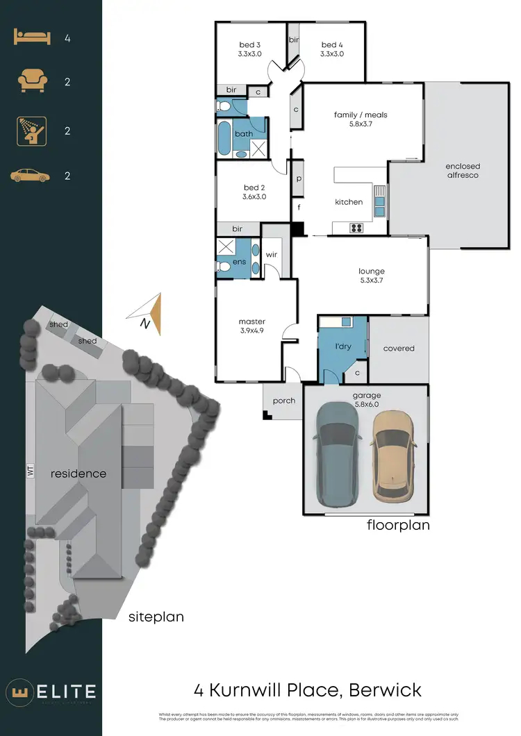 Floorplan of Homely house listing, 4 Kurnwill Place, Berwick VIC 3806
