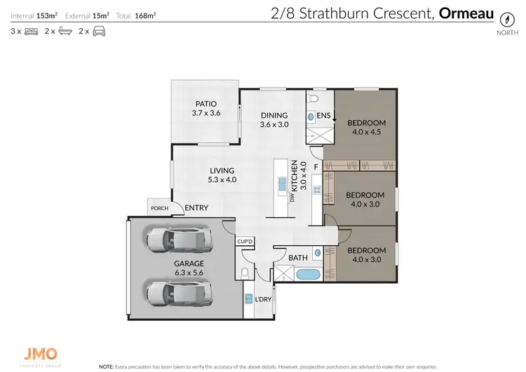 Floorplan of Homely semi-detached listing, 2/8 Strathburn Crescent, Ormeau QLD 4208