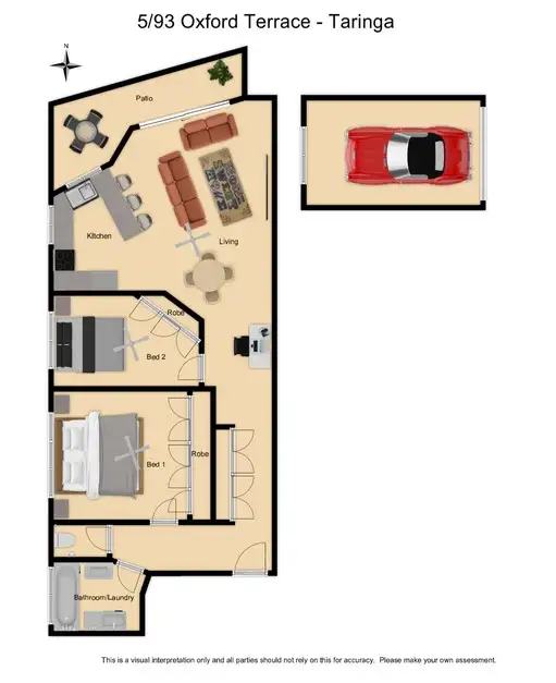 Floorplan of Homely unit listing, 5/93 Oxford Terrace, Taringa QLD 4068
