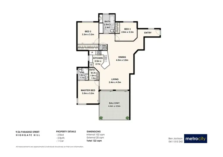 Floorplan of Homely apartment listing, 9/26 Paradise Street, Highgate Hill QLD 4101