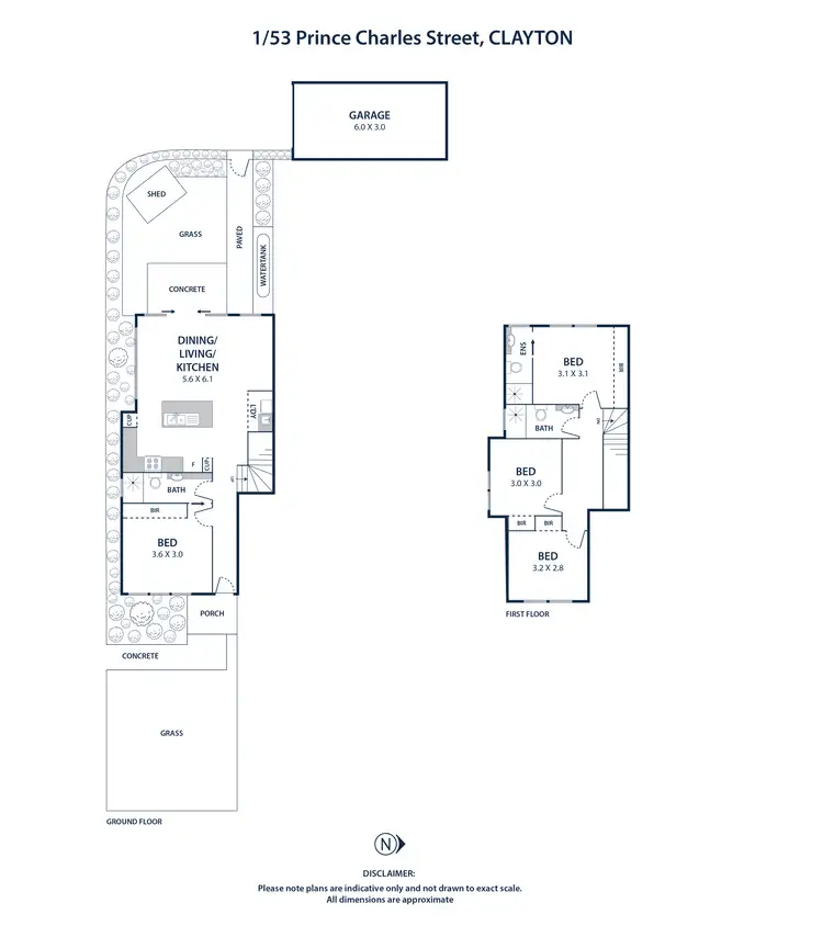 Floorplan of Homely townhouse listing, 1/53 Prince Charles Street, Clayton VIC 3168
