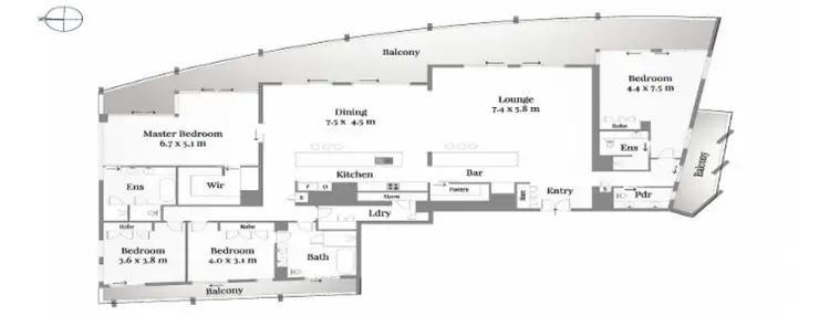 Floorplan of Homely apartment listing, 6402/4 The Esplanade, Surfers Paradise QLD 4217