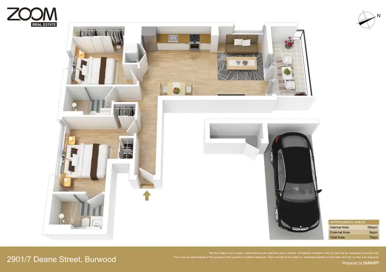Floorplan of Homely apartment listing, 2901/7 Deane Street, Burwood NSW 2134