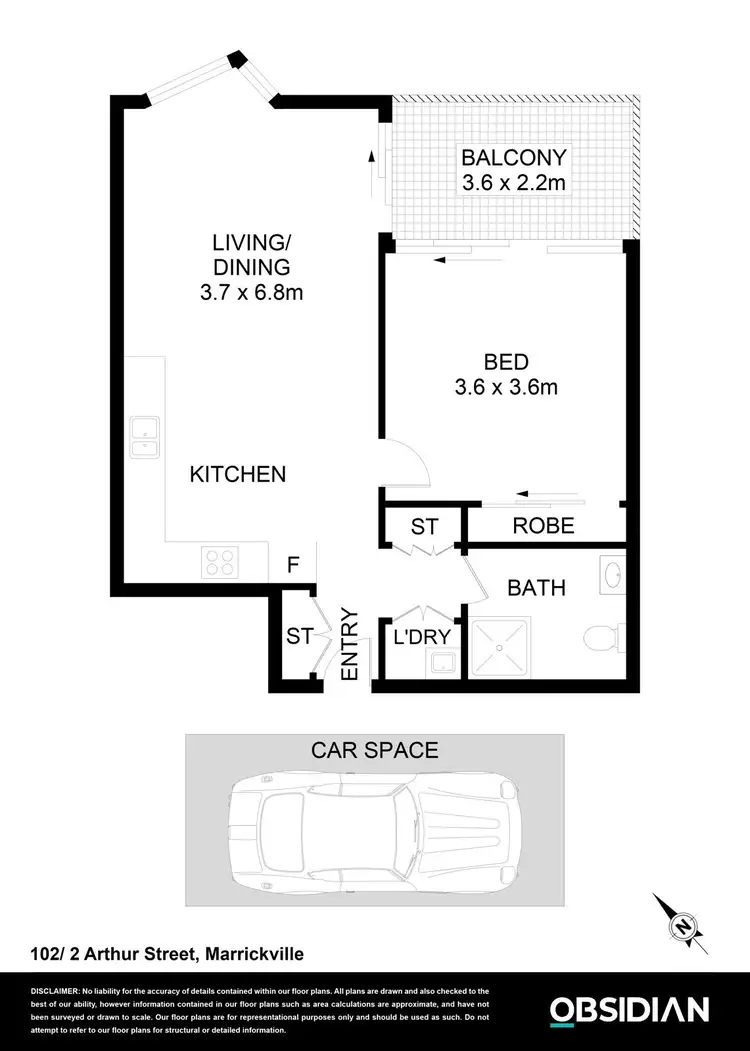 Floorplan of Homely apartment listing, 102/2 Arthur Street, Marrickville NSW 2204