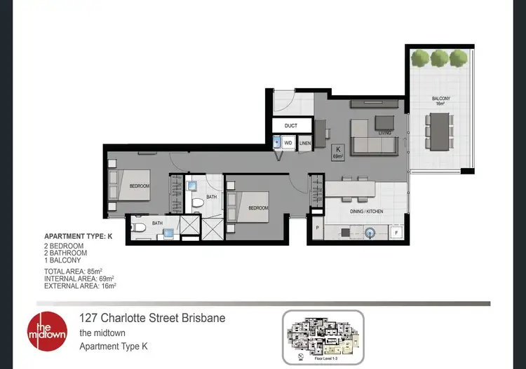 Floorplan of Homely apartment listing, 1901/127 Charlotte Street, Brisbane City QLD 4000