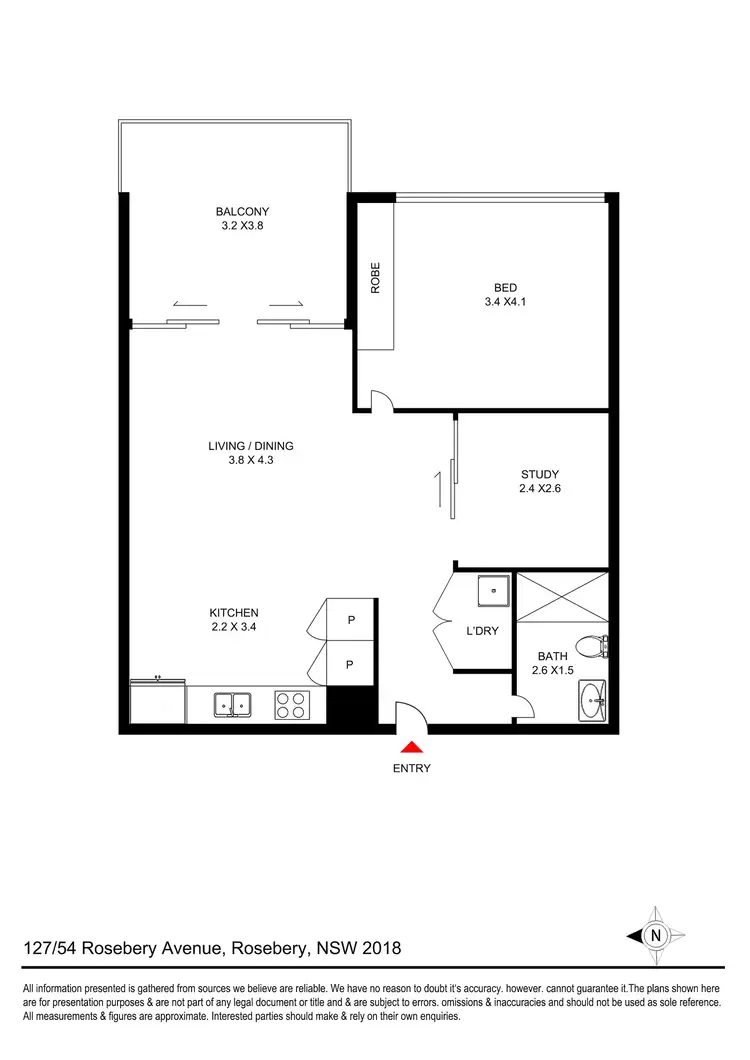 Floorplan of Homely apartment listing, 127/54 Roseberry Avenue, Rosebery NSW 2018