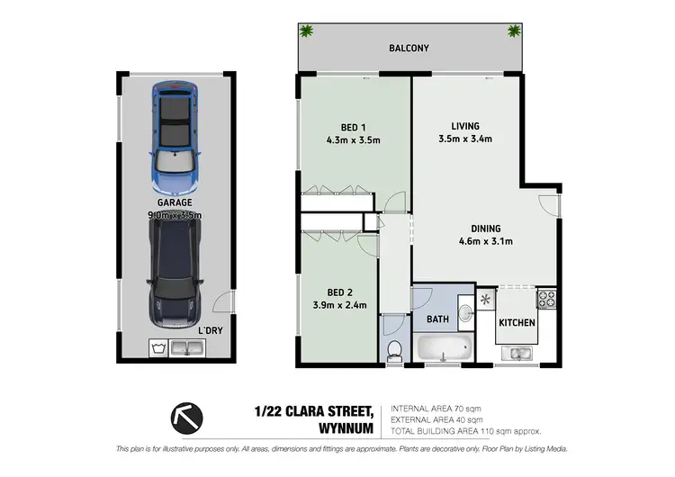 Floorplan of Homely apartment listing, 1/22 Clara Street, Wynnum QLD 4178