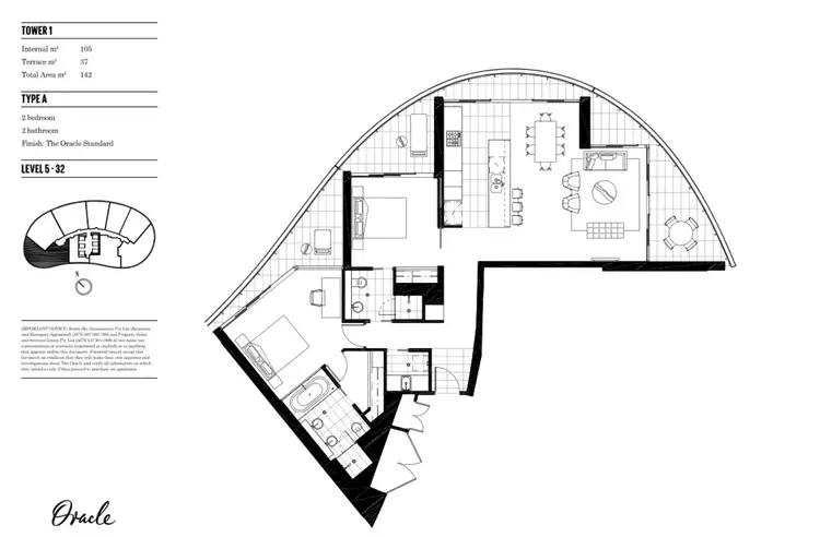 Floorplan of Homely apartment listing, 2201/1 Oracle Boulevard, Broadbeach QLD 4218