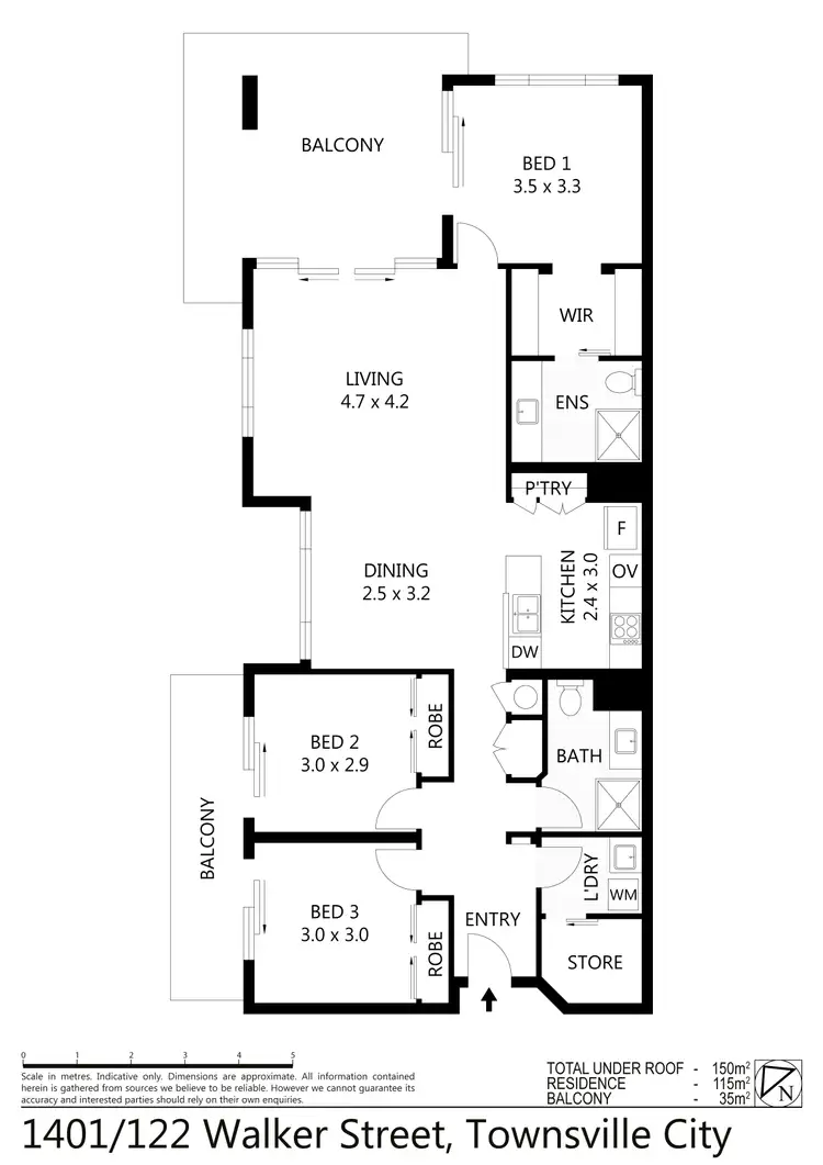 Floorplan of Homely apartment listing, 1401/122 Walker Street, Townsville City QLD 4810