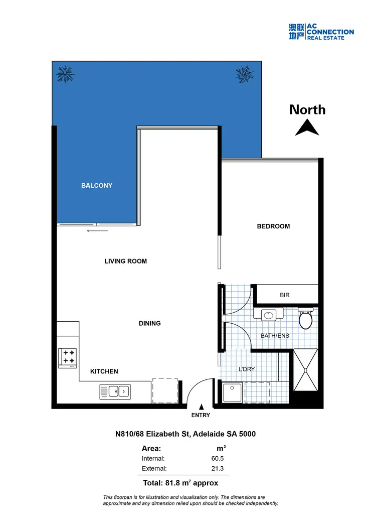 Floorplan of Homely apartment listing, N810/68 Elizabeth Street, Adelaide SA 5000