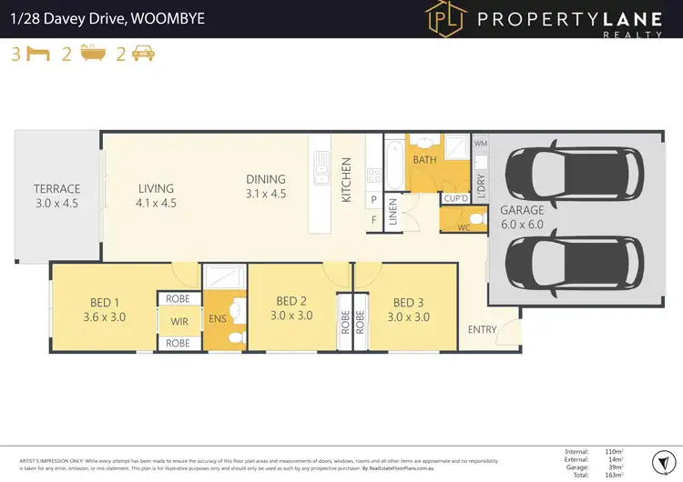 Floorplan of Homely semi-detached listing, 1/28 Davey Drive, Woombye QLD 4559