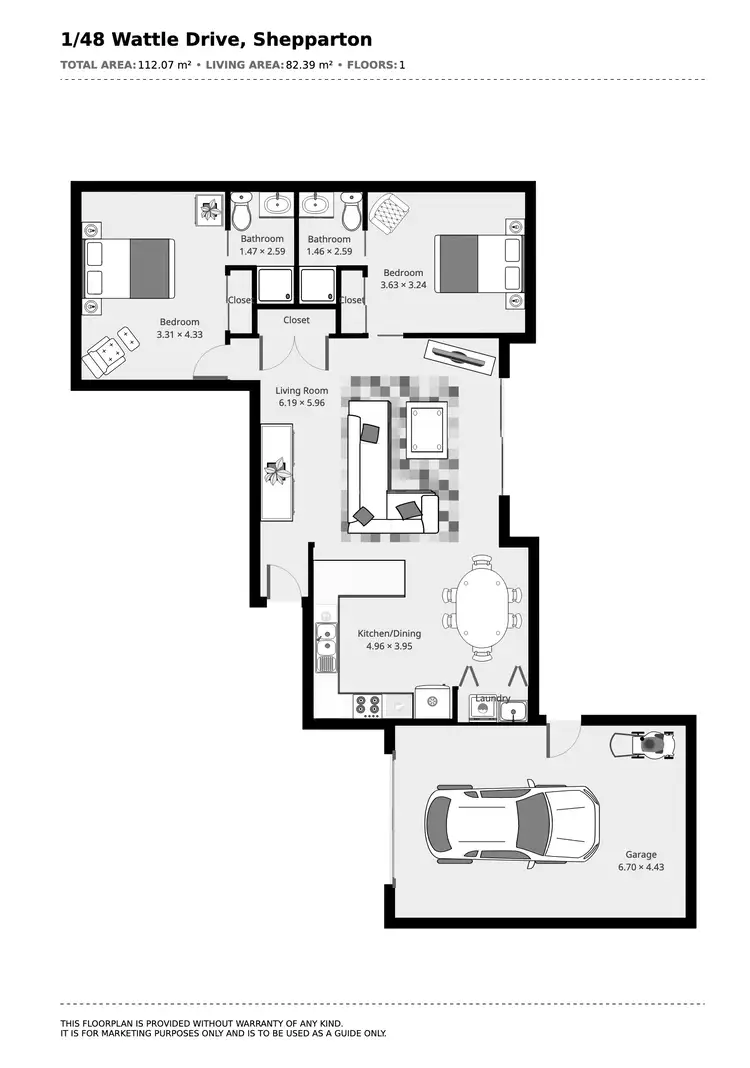 Floorplan of Homely townhouse listing, 1/48 WATTLE DRIVE, Numurkah VIC 3636