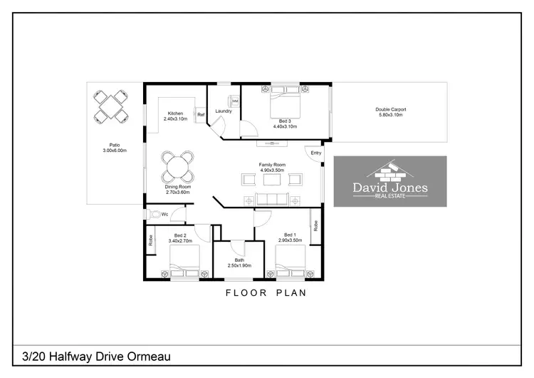 Floorplan of Homely semi-detached listing, 3/20 Halfway Drive, Ormeau QLD 4208