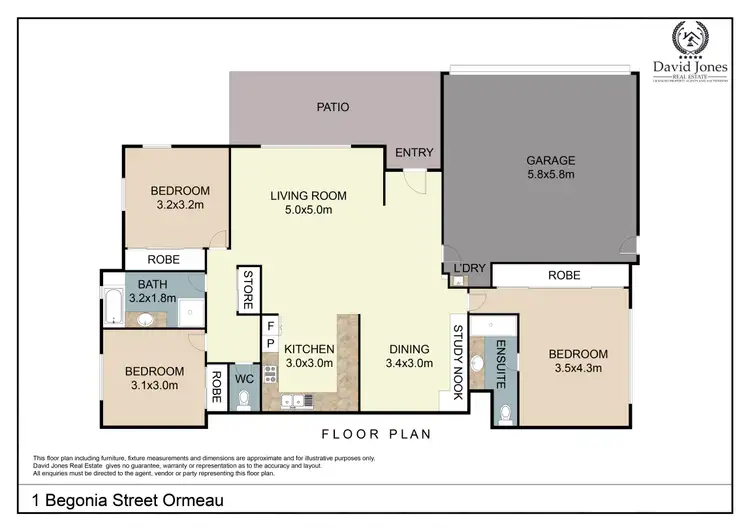Floorplan of Homely semi-detached listing, 1/1 Begonia Street, Ormeau QLD 4208