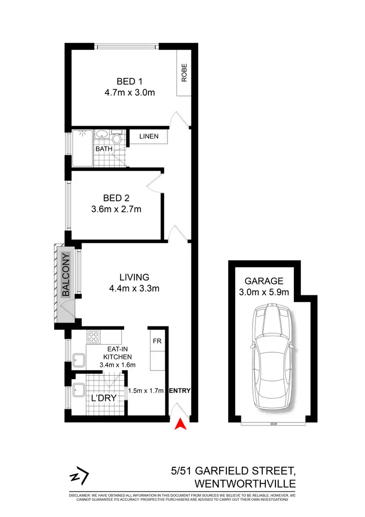 Floorplan of Homely unit listing, 5/51 Garfield Street, Wentworthville NSW 2145