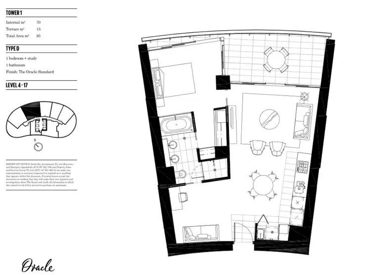 Floorplan of Homely apartment listing, 1304/1 Oracle Boulevard, Broadbeach QLD 4218