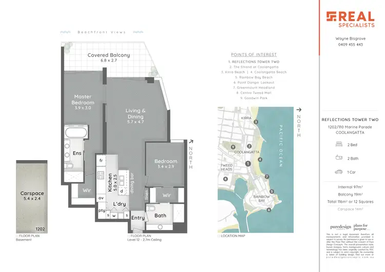 Floorplan of Homely unit listing, 1202/110 Marine Parade 'Reflections Tower Two', Coolangatta QLD 4225
