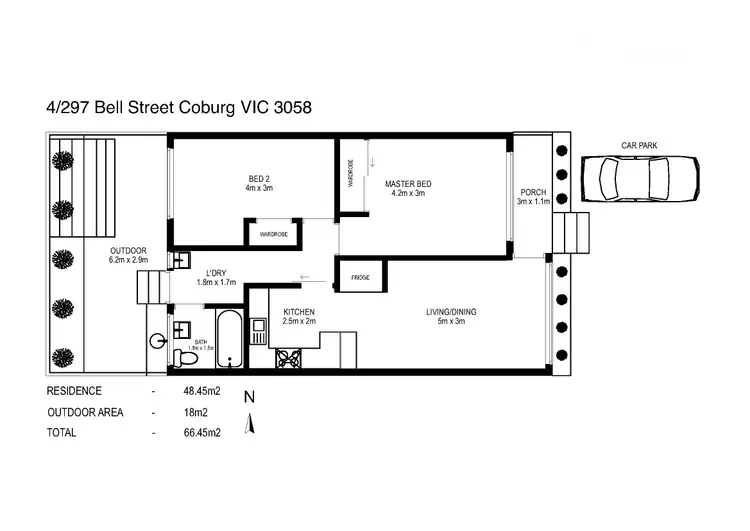 Floorplan of Homely unit listing, 4/297 Bell Street, Coburg VIC 3058