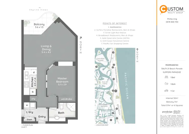 Floorplan of Homely apartment listing, 306/9-21 BEACH PARADE, Surfers Paradise QLD 4217