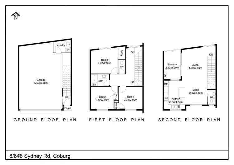 Floorplan of Homely townhouse listing, 8/848 Sydney Road, Coburg VIC 3058