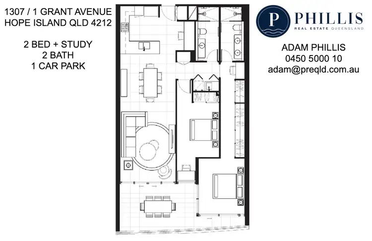 Floorplan of Homely unit listing, 1307/1 Grant Avenue, Hope Island QLD 4212