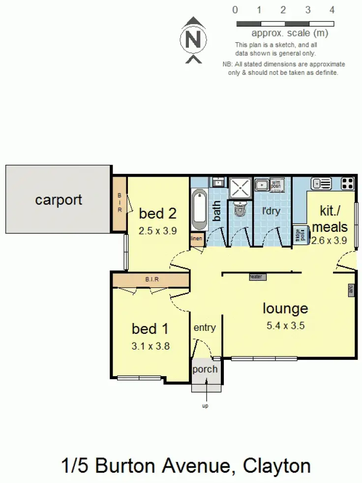 Floorplan of Homely unit listing, 1/5 Burton Avenue, Clayton VIC 3168
