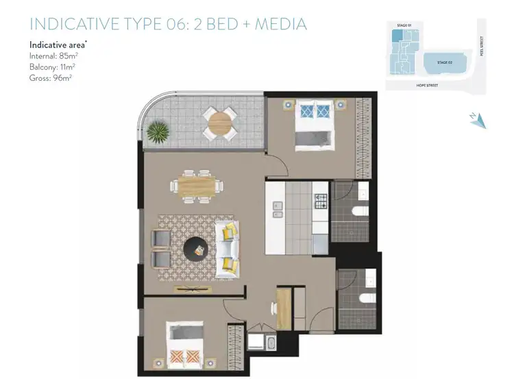 Floorplan of Homely apartment listing, 1206/58 Hope Street, South Brisbane QLD 4101
